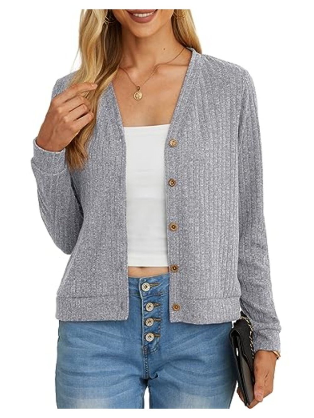 Lightweight Open Front Cardigan Sweater with Pockets - Machine Washable